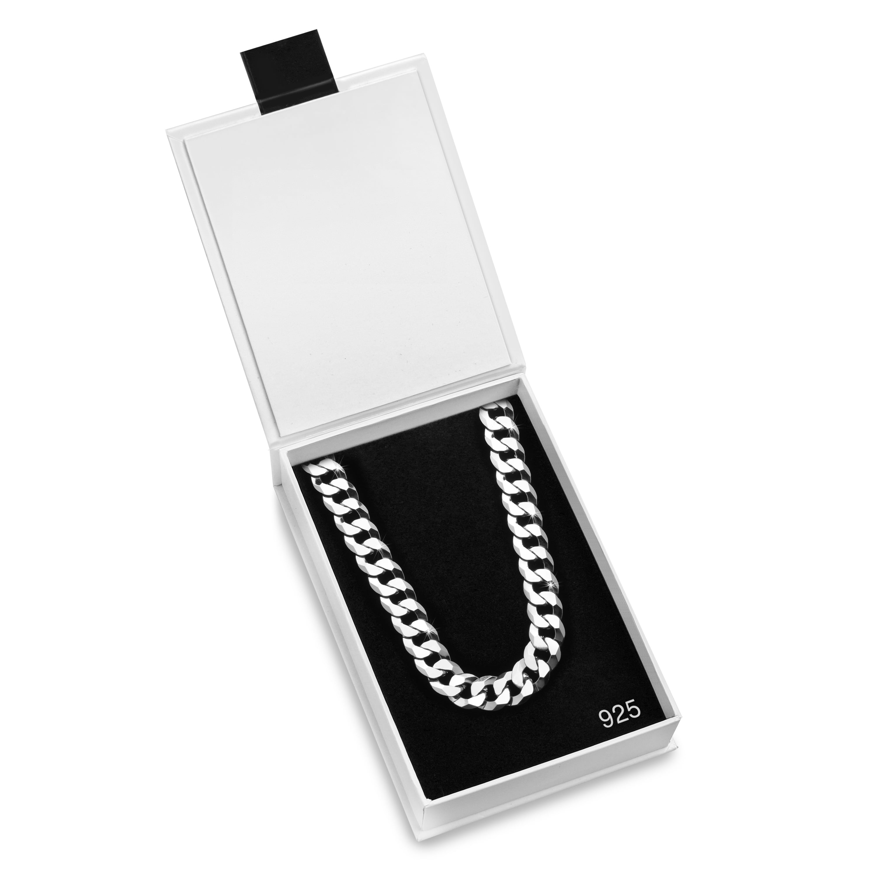 16mm Flat Cuban Link Chain Rhodium - d2 16mm Flat Cuban Link Chain Rhodium d2
