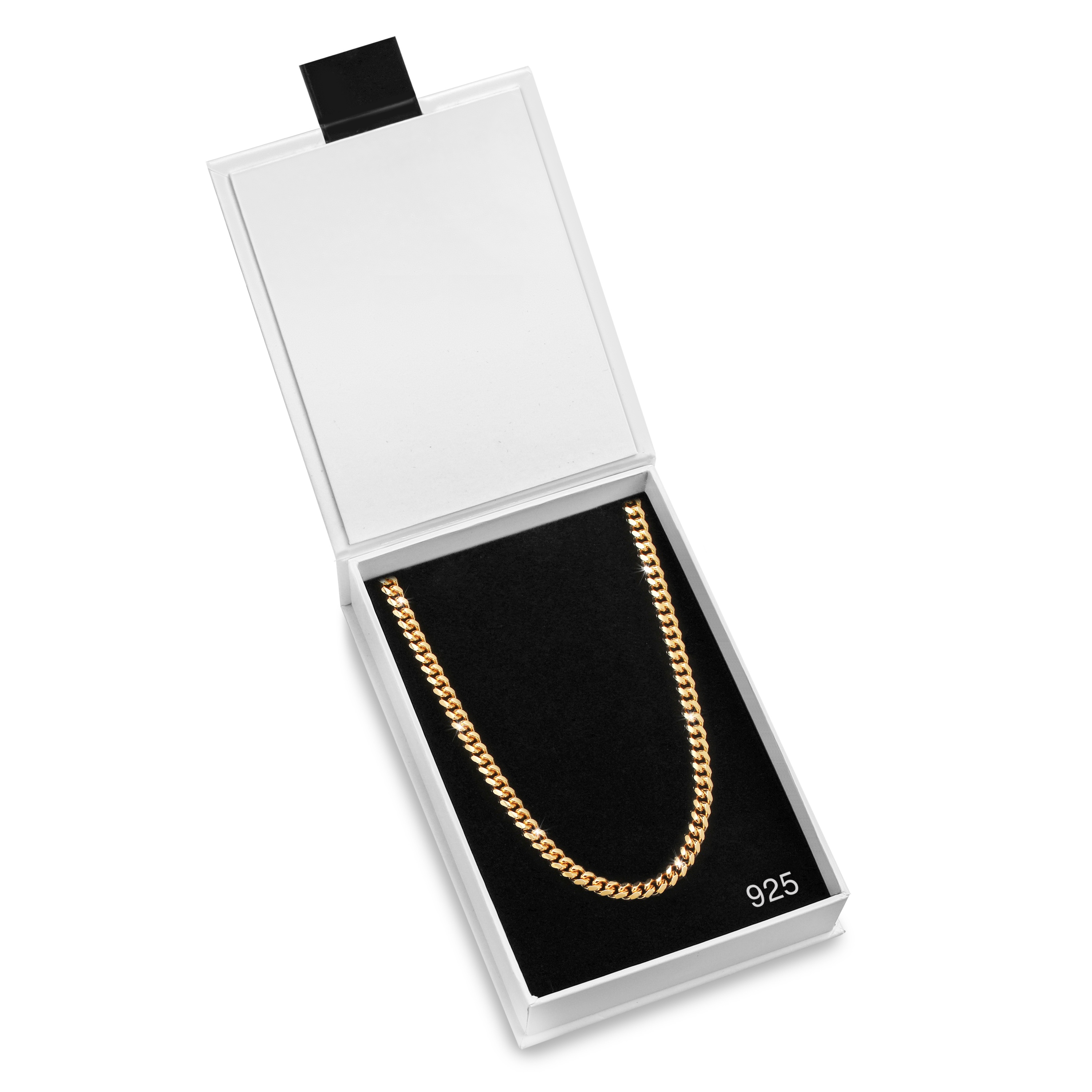 5mm Silver Cuban Link Lobster Chain Yellow Gold e2