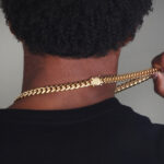 10.5mm Silver Cuban Link Box Clasp Chain Yellow Gold c