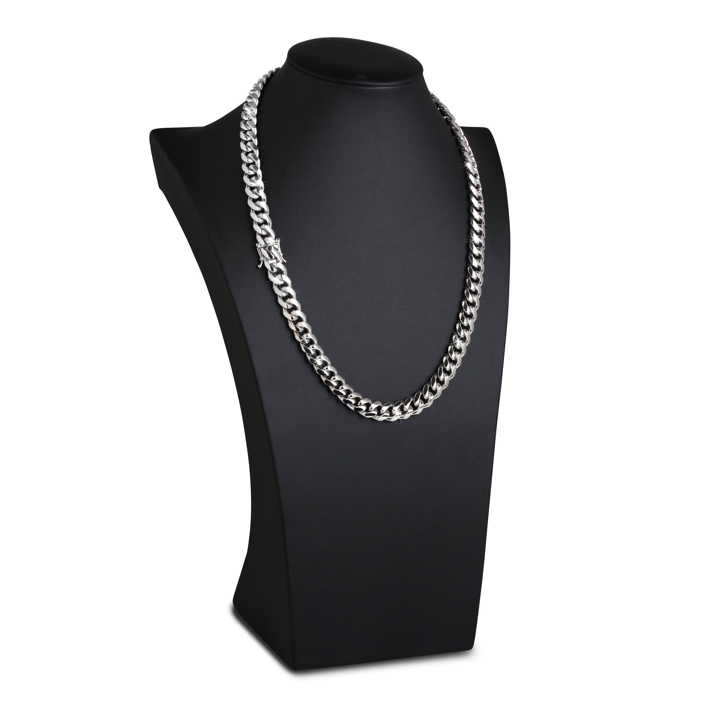 10.5mm-Silver-Cuban-Link-Box-Clasp-Chain-d 10.5mm Silver Cuban Link Box Clasp Chain d