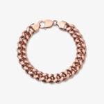 10.5mm Silver Cuban Link Lobster Bracelet Rose Gold - a
