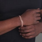 10.5mm Silver Cuban Link Lobster Bracelet Rose Gold b