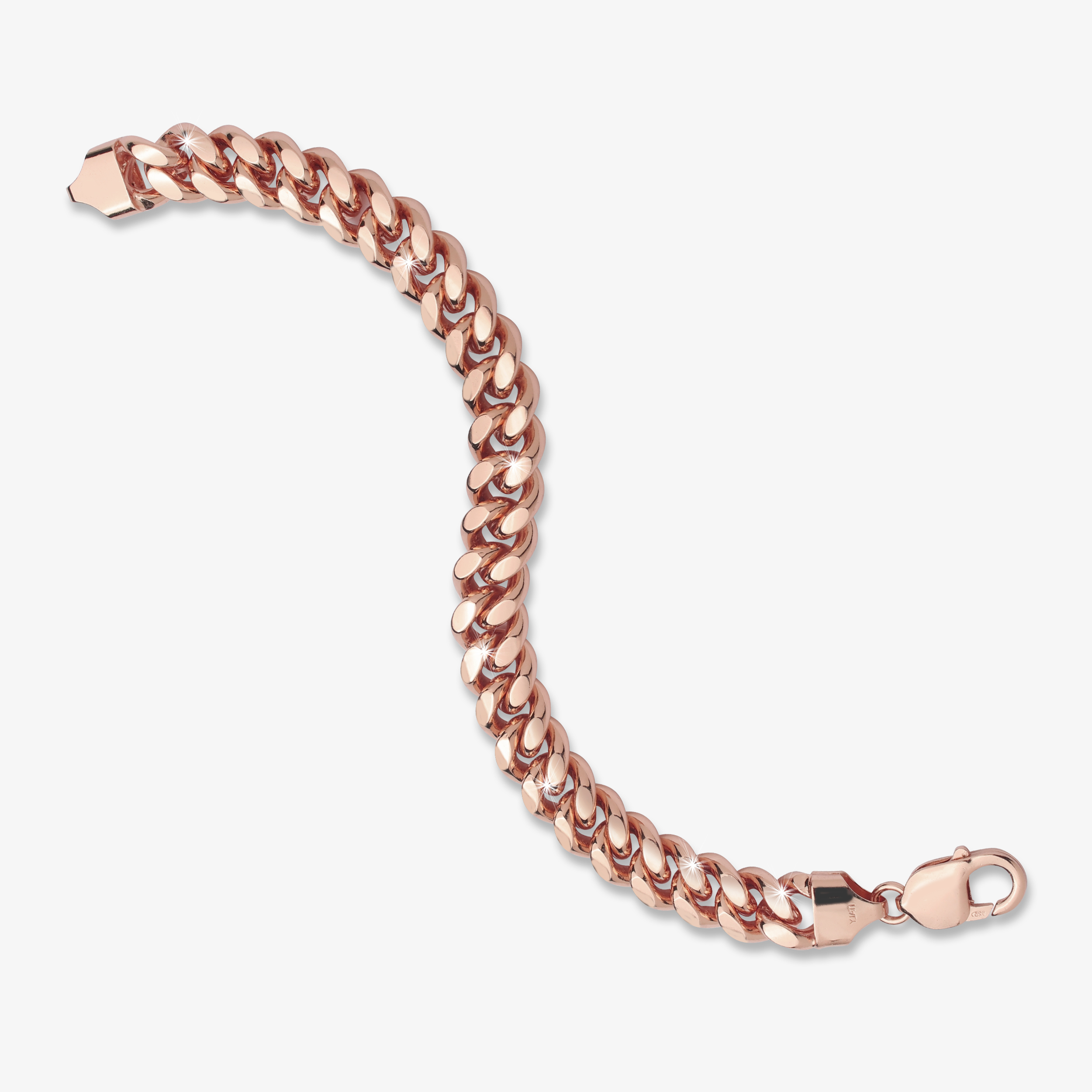 10.5mm Silver Cuban Link Lobster Bracelet Rose Gold d