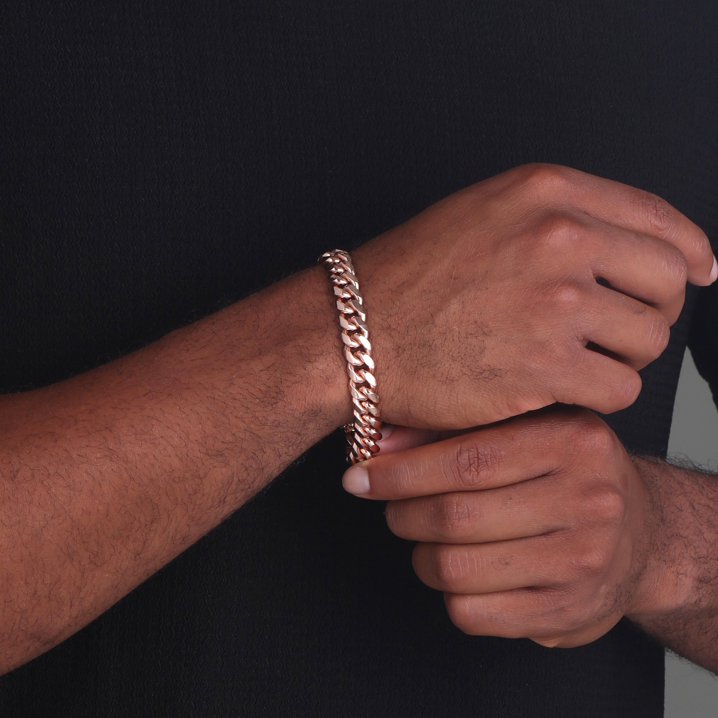 10.5mm cuban link box clasp bracelet rose gold b