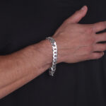 10mm Flat Cuban Link Bracelet Rhodium b