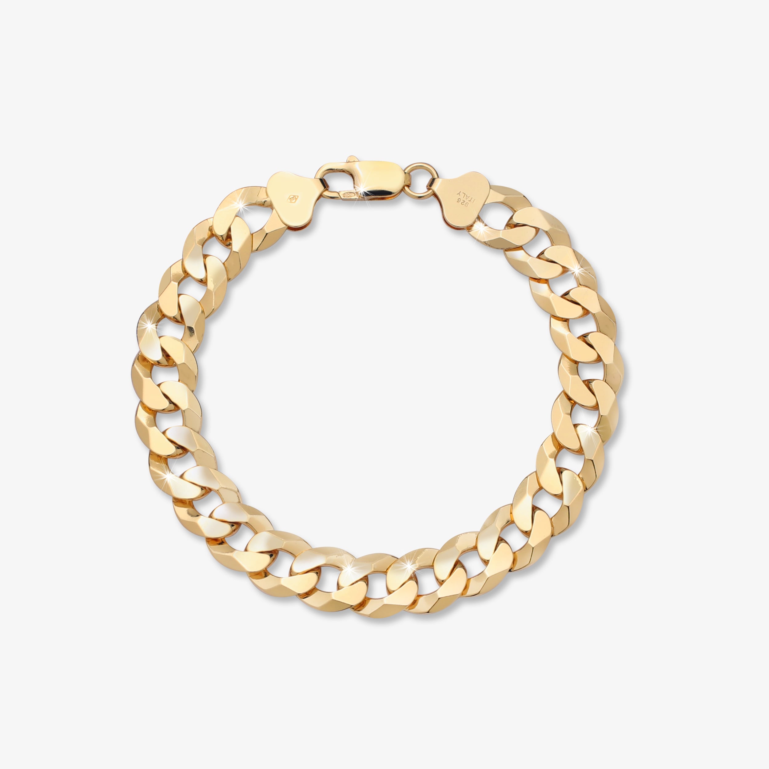 10mm Flat Miami Cuban Link Bracelet Yellow Gold - a