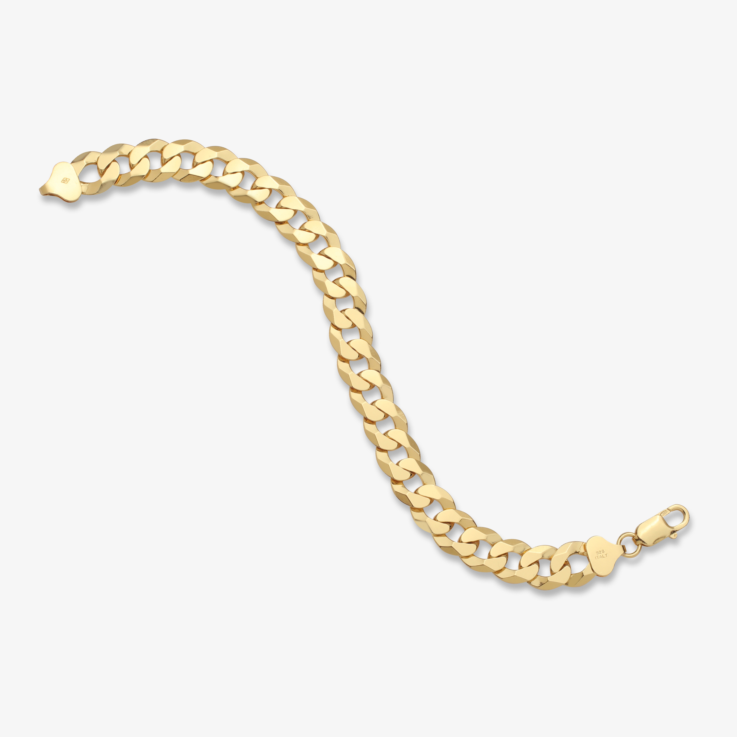 10mm Flat Cuban Link Bracelet Yellow Gold d