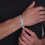 10mm Flat Cuban Link Diamond Cut Bracelet Rhodium b