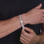 10mm Flat Cuban Link Diamond Cut Bracelet Rhodium c