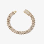 10mm Iced Out Cuban Link Bracelet Yellow Gold - a
