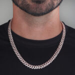 10mm Iced Out Cuban Link Chain Rose Gold b