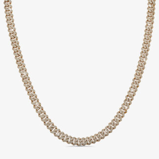 10mm Iced-Out Cuban Link Chain Yellow Gold - a