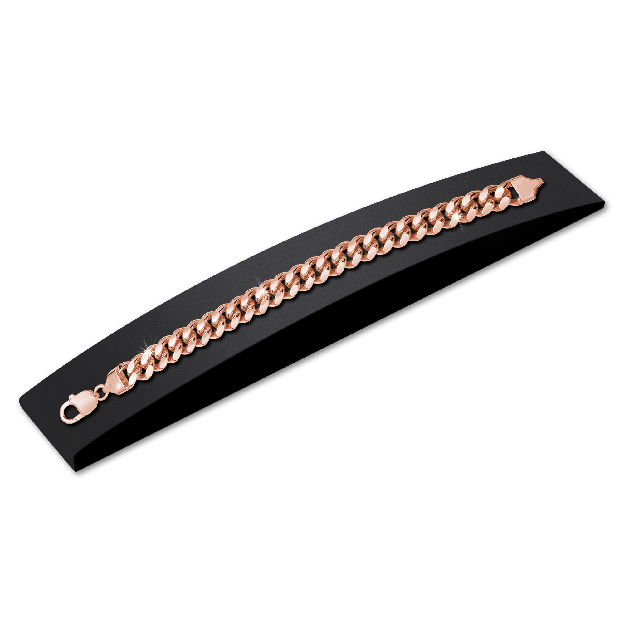 10mm Miami Cuban Lobster Clasp Bracelet Rose Gold e