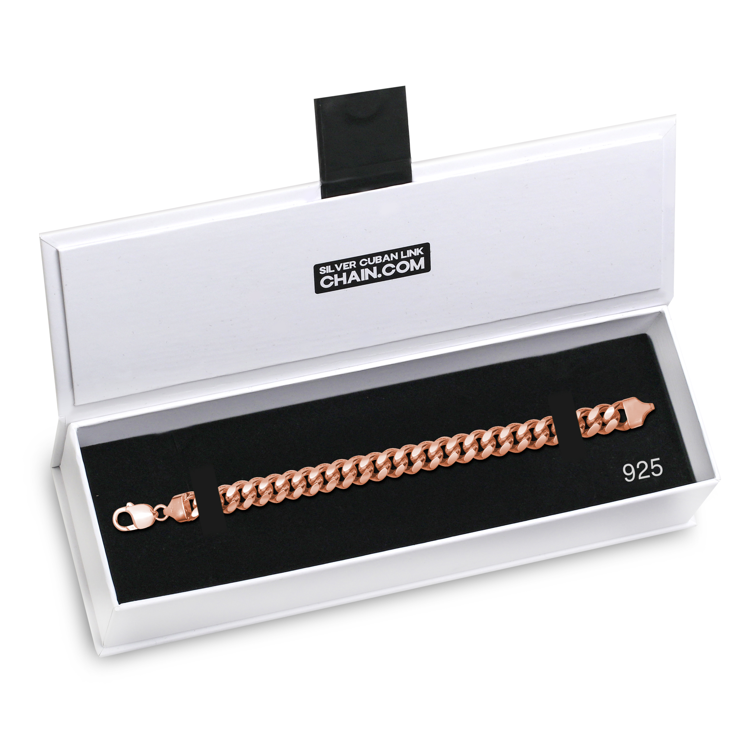 10mm Miami Cuban Lobster Clasp Bracelet Rose Gold f