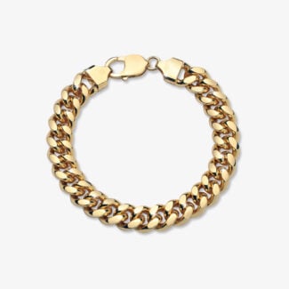 10mm Miami Cuban Lobster Clasp Bracelet Yellow Gold - a