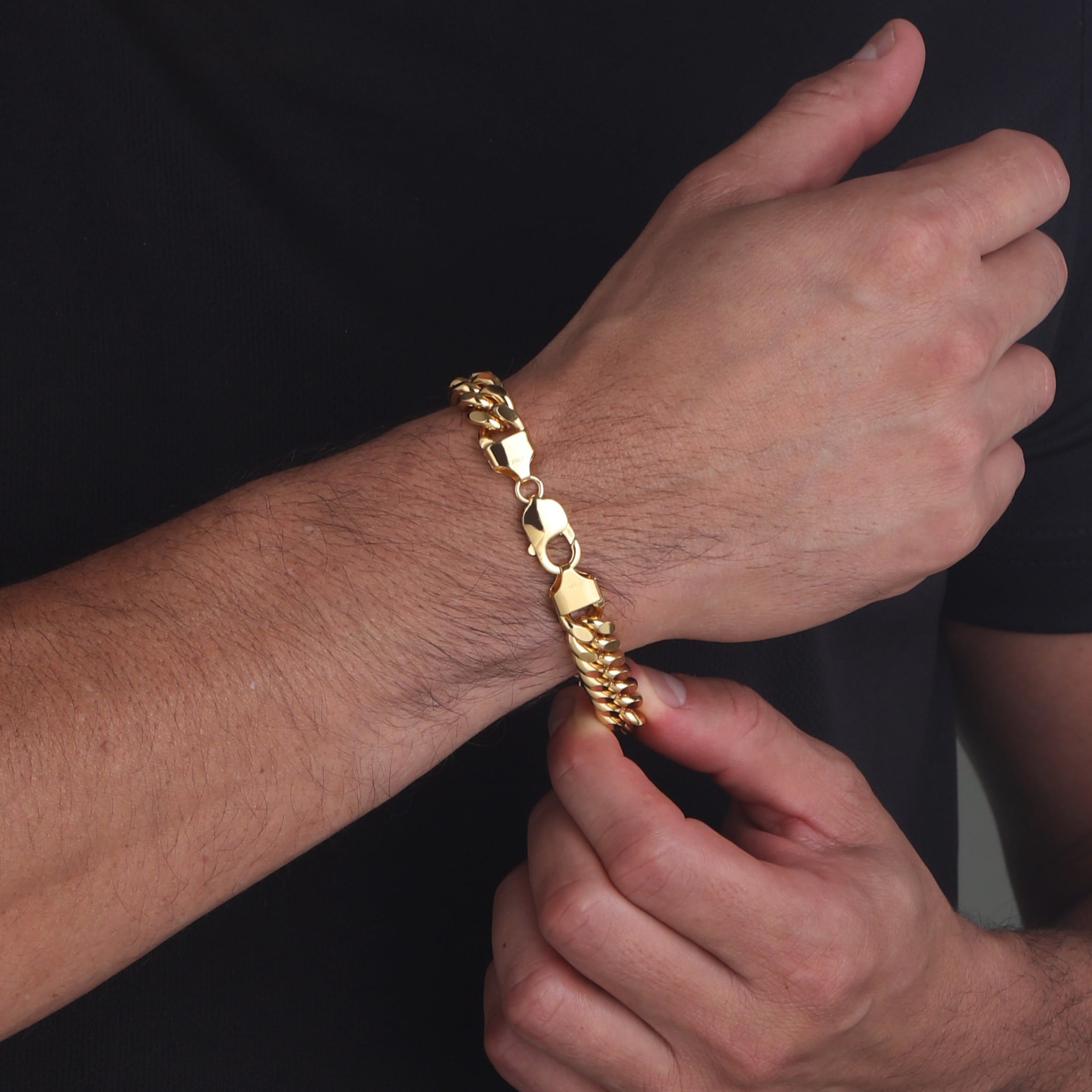 10mm-Miami-Cuban-Lobster-Clasp-Bracelet-Yellow-Gold-c 10mm Miami Cuban Lobster Clasp Bracelet Yellow Gold c