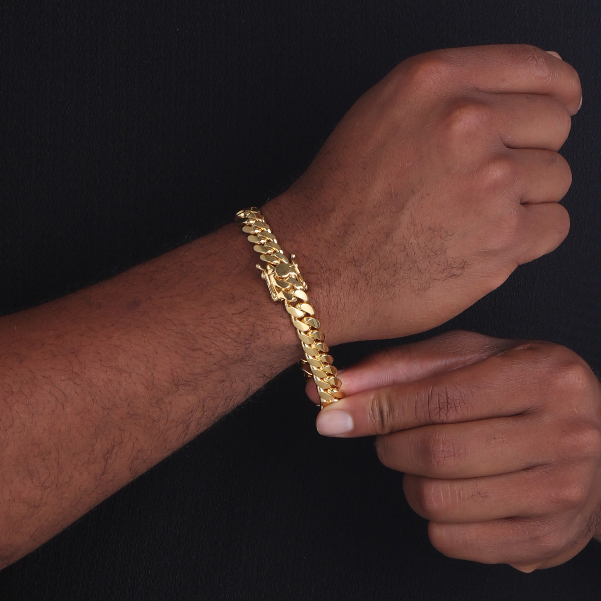10mm-Premium-Cuban-Link-Box-Clasp-Bracelet-yellow-gold-c 10mm Premium Cuban Link Box Clasp Bracelet yellow gold c
