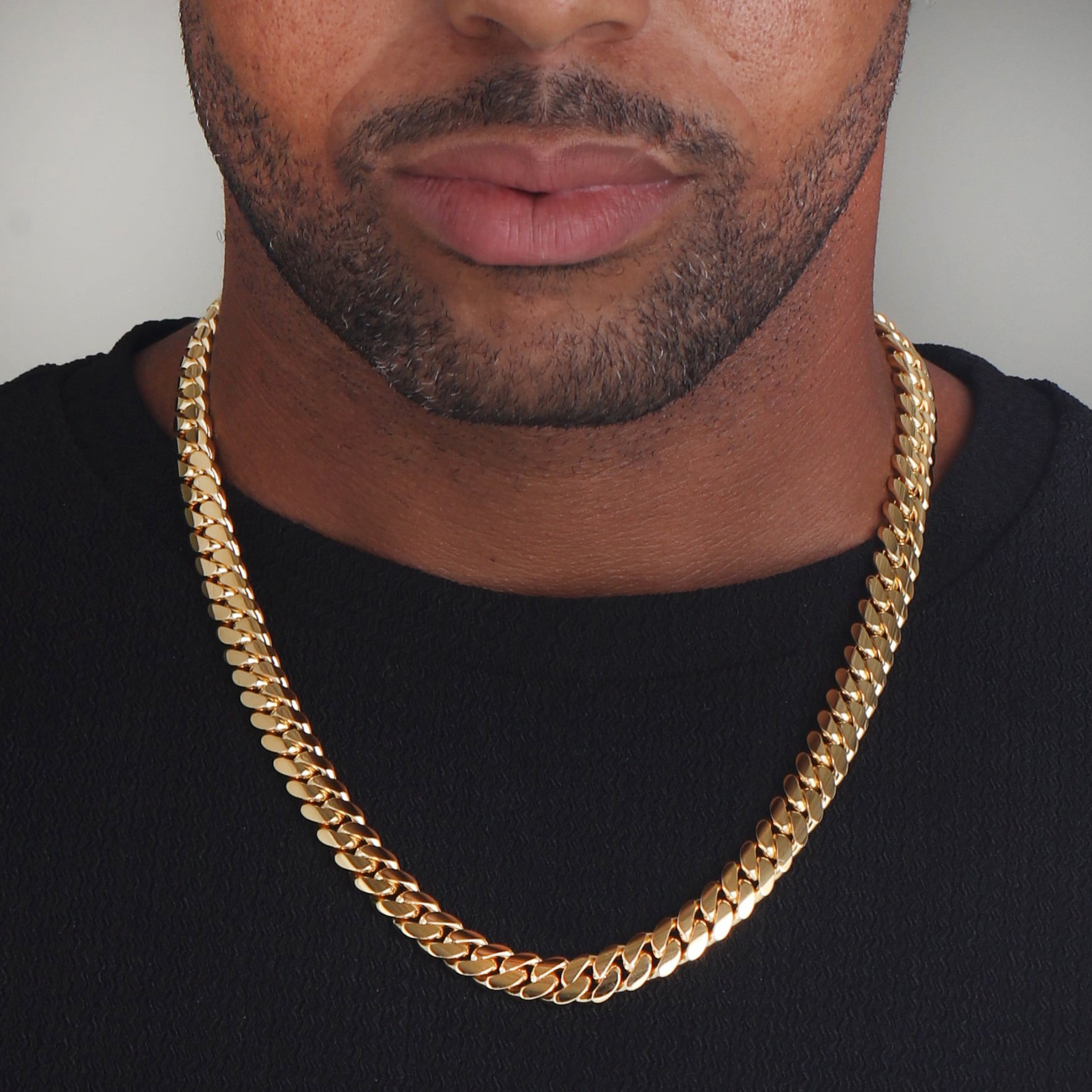10mm Premium Cuban Link Box Clasp Chain 18KT Yellow Gold b