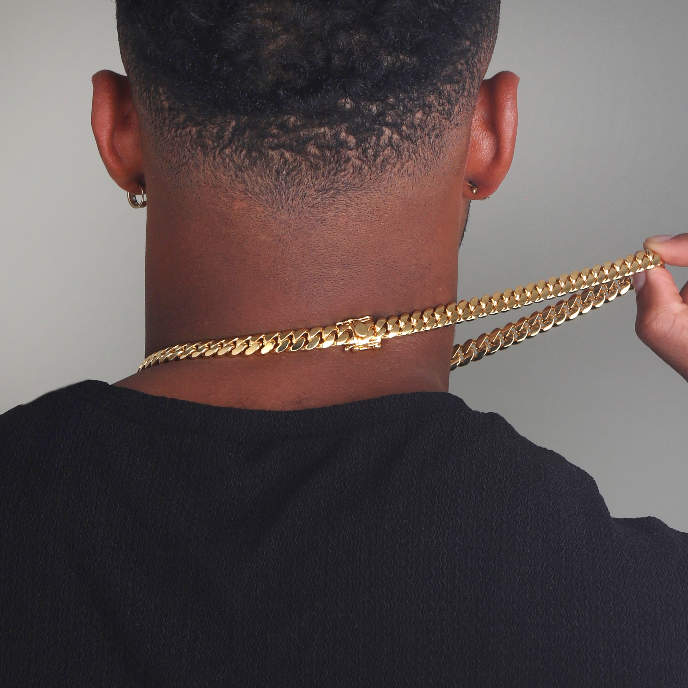 10mm Premium Cuban Link Box Clasp Chain 18KT Yellow Gold c