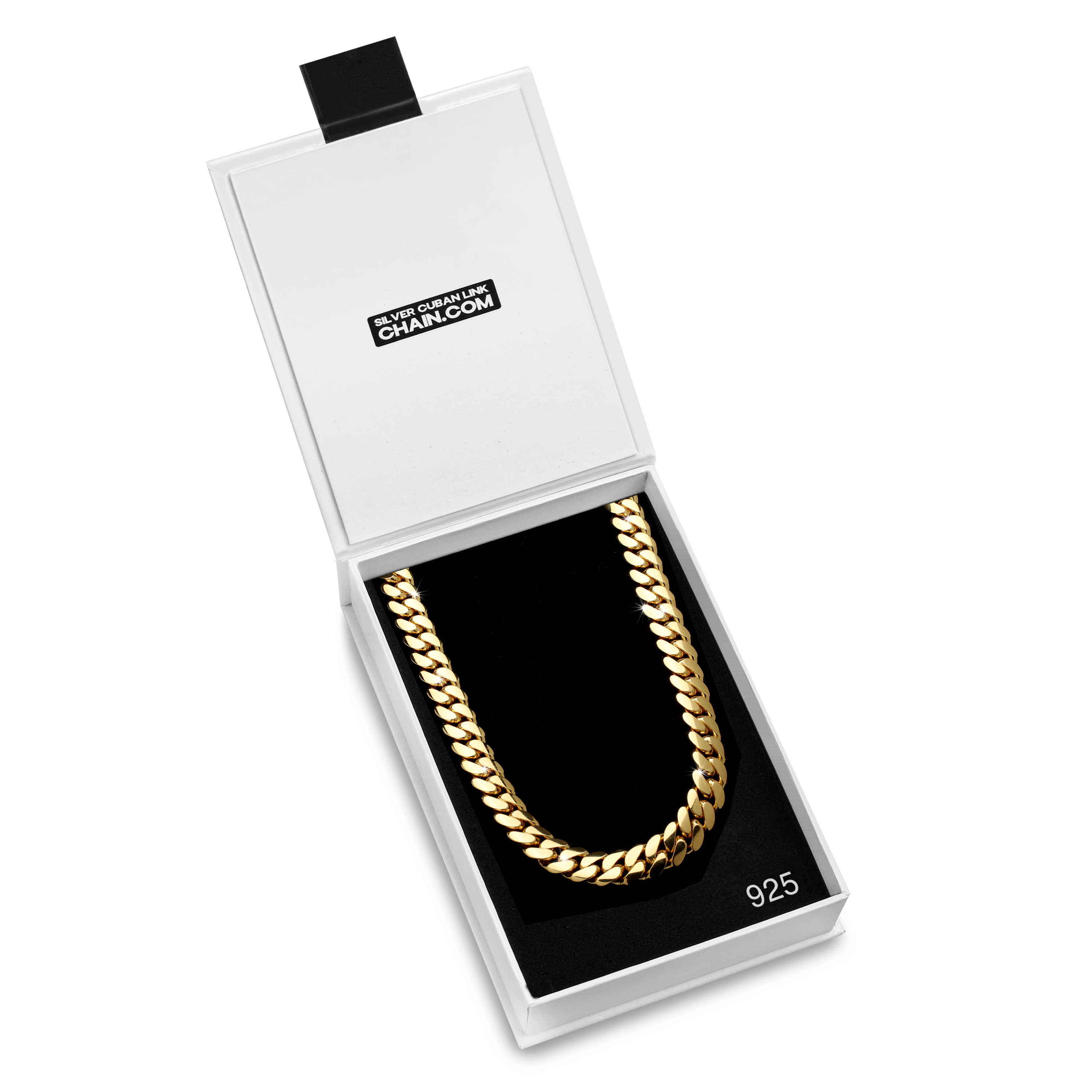 10mm Premium Cuban Link Box Clasp Chain 18KT Yellow Gold e