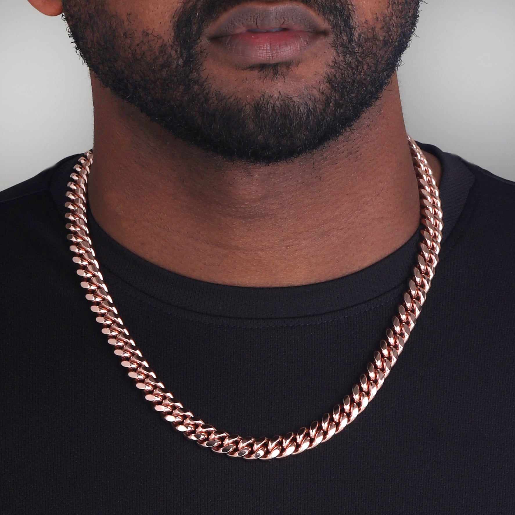 10mm-Silver-Cuban-Link-Lobster-Chain-Rose-Gold-b 10mm Silver Cuban Link Lobster Chain Rose Gold b