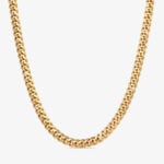10mm Silver Cuban Link Lobster Chain Yellow Gold - a