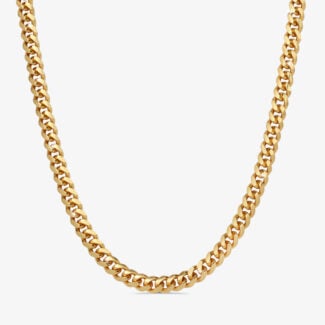 10mm Silver Cuban Link Lobster Chain Yellow Gold - a