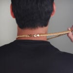 10mm Silver Cuban Link Lobster Chain Yellow Gold c