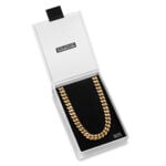 10mm Silver Cuban Link Lobster Chain Yellow Gold e