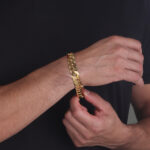 12.5mm Flat Cuban Link Bracelet Yellow Gold b