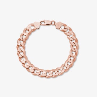 12mm Flat Cuban Link Bracelet Rose Gold - a