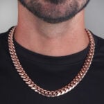 12mm Silver Cuban Link Box Clasp Chain Rose Gold - a