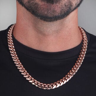 12mm Silver Cuban Link Box Clasp Chain Rose Gold - a