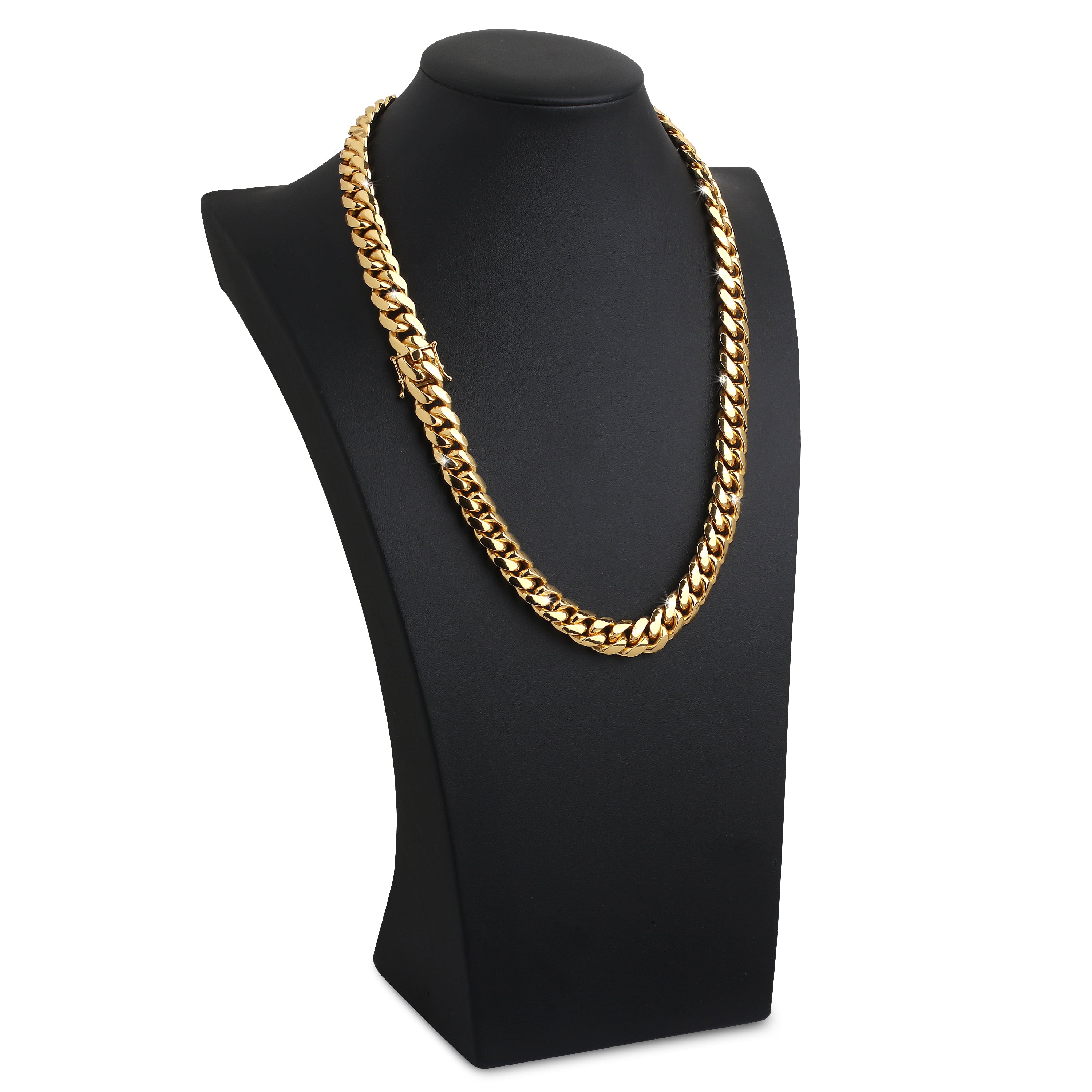 12mm-Silver-Cuban-Link-Box-Clasp-Chain-Yellow-Gold-c 12mm Silver Cuban Link Box Clasp Chain Yellow Gold c