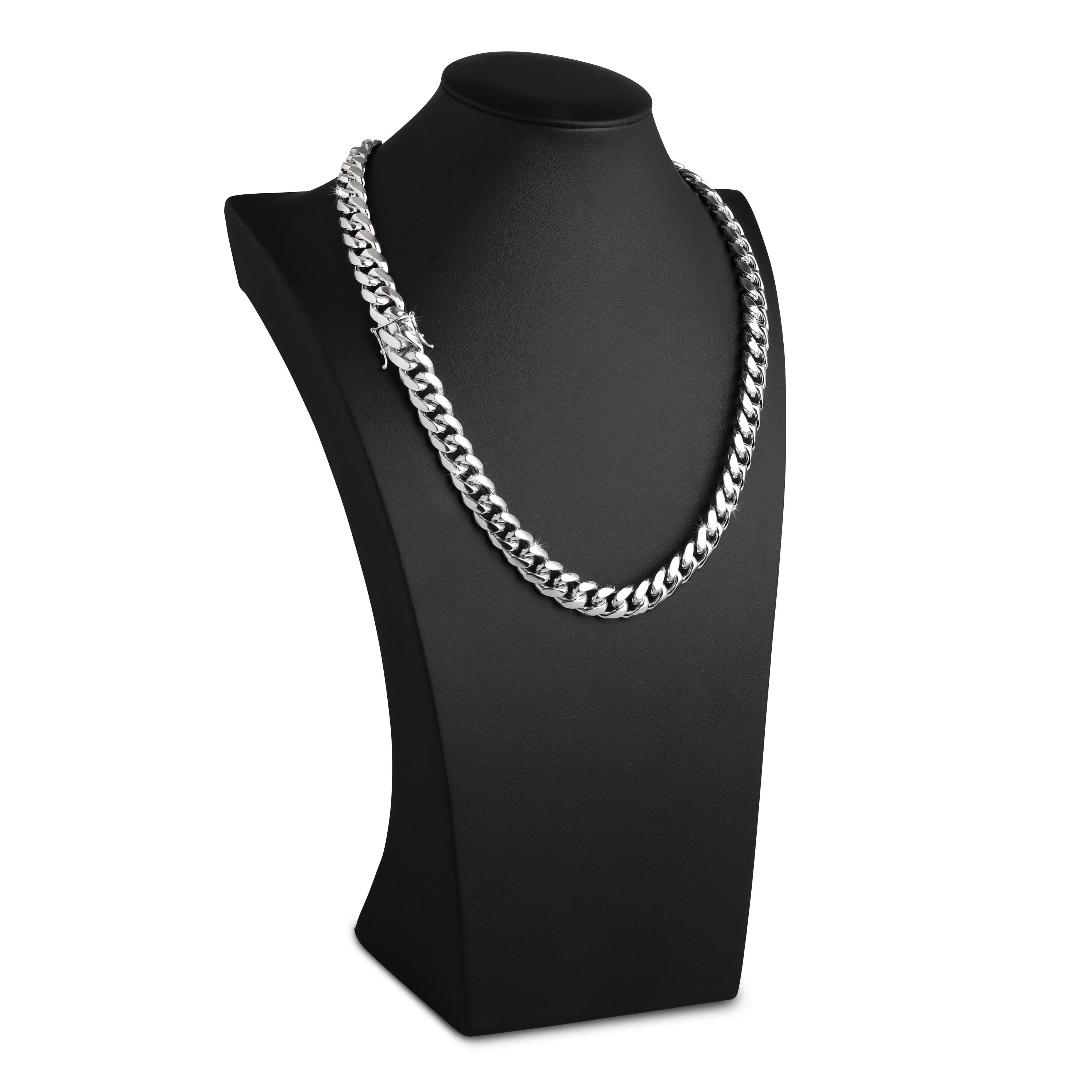 12mm-Silver-Cuban-Link-Box-Clasp-Chain-d 12mm Silver Cuban Link Box Clasp Chain d