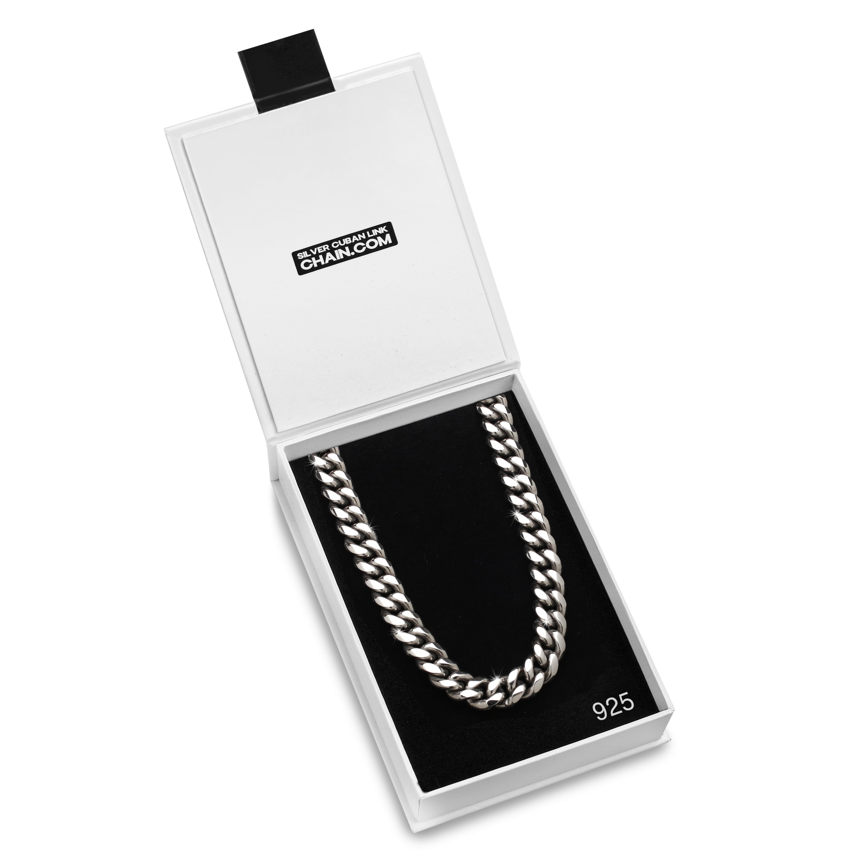 12mm-Silver-Cuban-Link-Chain-Box-Clasp-Rhodium-e 12mm Silver Cuban Link Chain Box Clasp Rhodium e