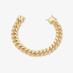 12mm cuban link box bracelet yellow gold - a