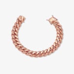 12mm cuban link box clasp bracelet rose gold - a