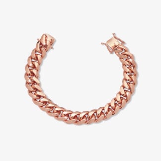 12mm cuban link box clasp bracelet rose gold - a
