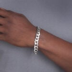 13mm Flat Cuban Link Diamond Cut Bracelet Rhodium b1