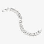 13mm Flat Cuban Link Diamond Cut Bracelet Rhodium d