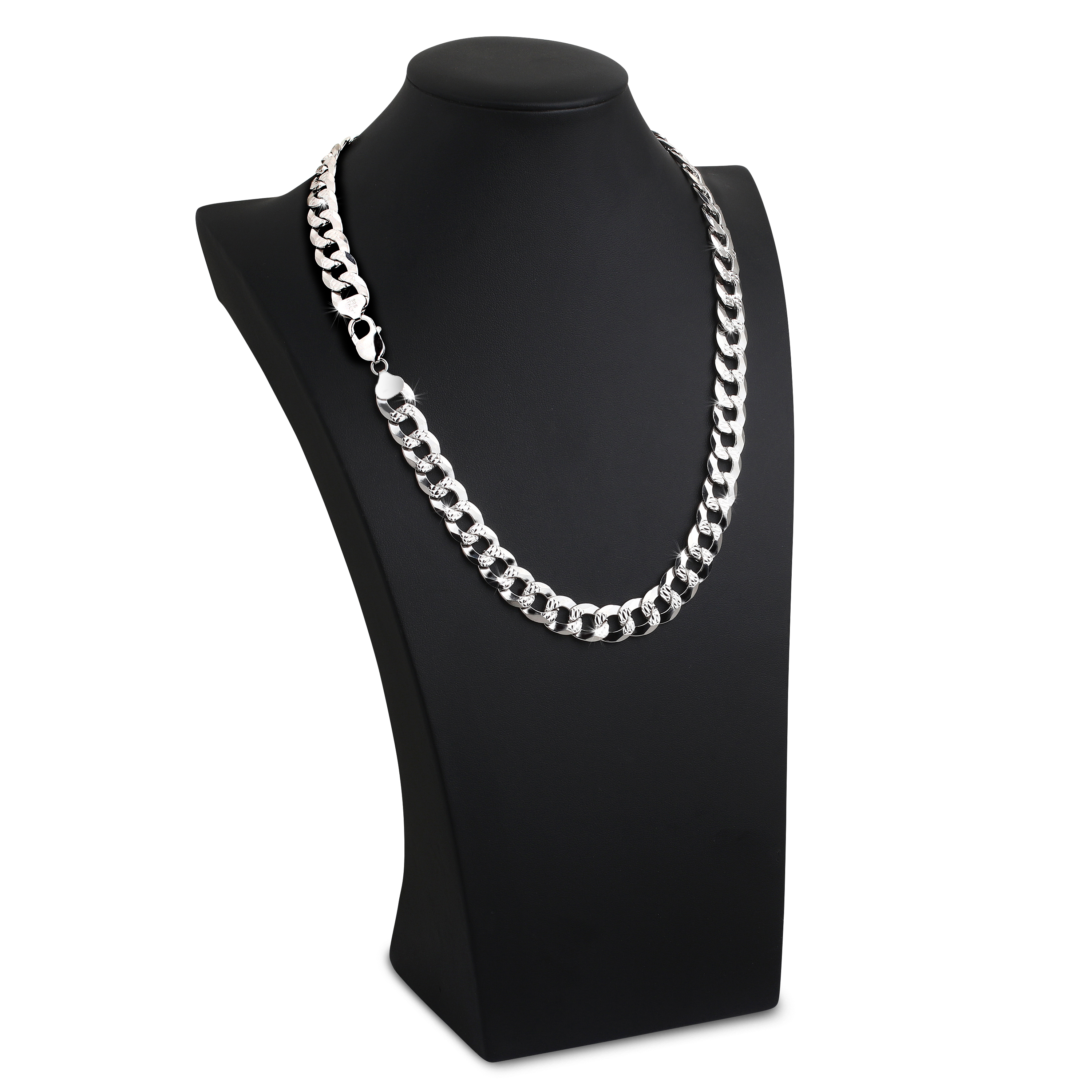 13mm Flat Cuban Link Diamond Cut Chain - a