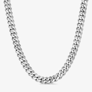 14.5mm Silver Cuban Link Box Clasp Chain - a