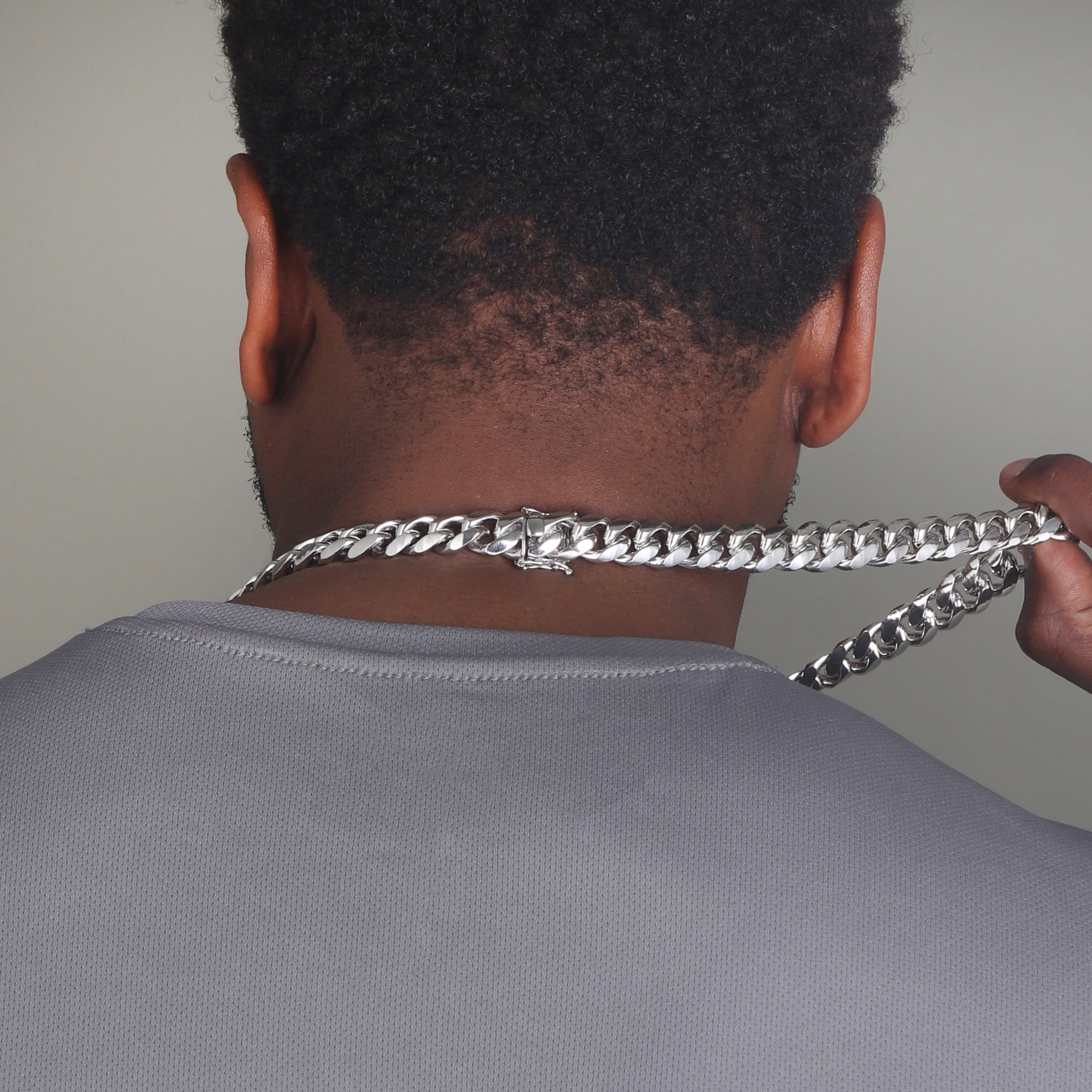 14.5mm-Silver-Cuban-Link-Box-Clasp-Chain-c 14.5mm Silver Cuban Link Box Clasp Chain c