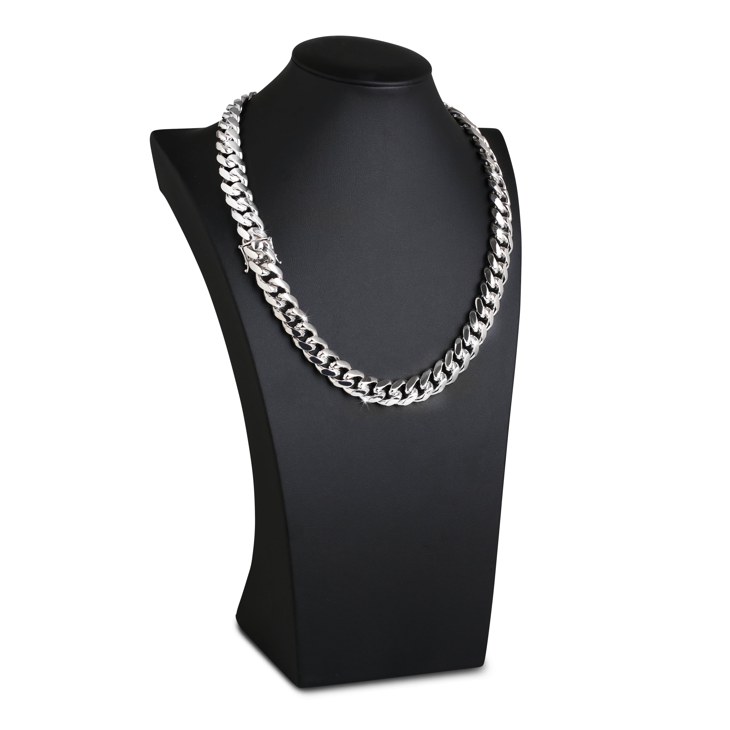 14.5mm-Silver-Cuban-Link-Box-Clasp-Chain-d 14.5mm Silver Cuban Link Box Clasp Chain d