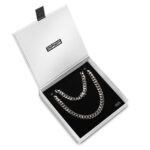 14.5mm Silver Cuban Link Box Clasp Chain e