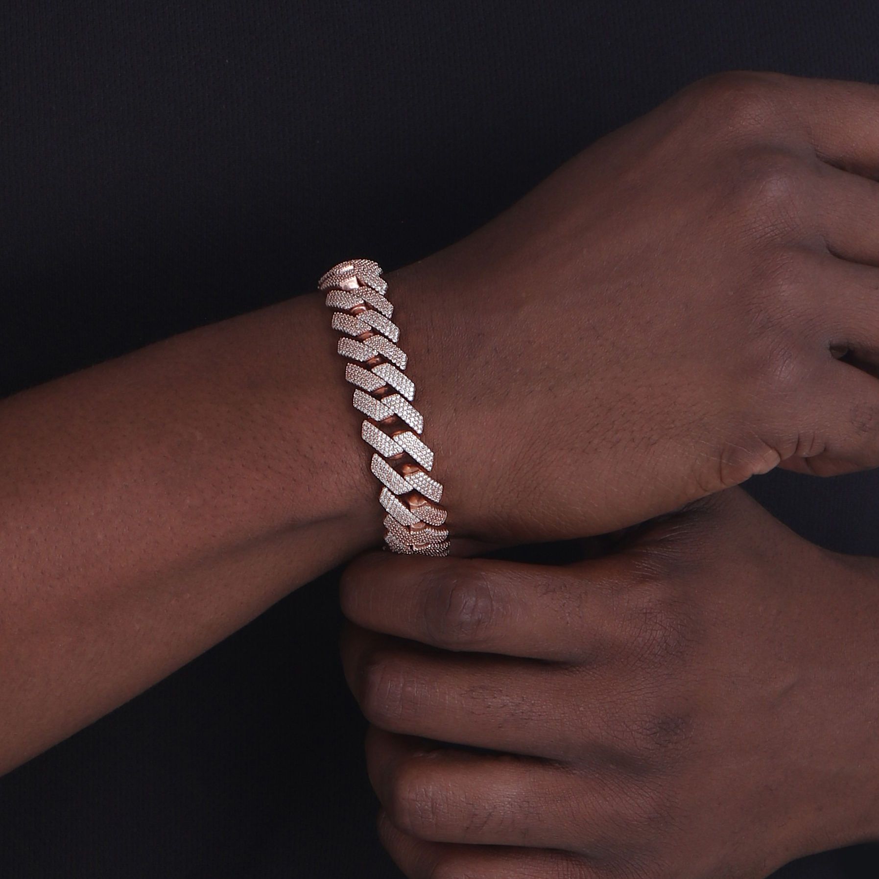 15mm-Iced-Out-Cuban-Link-Bracelet-Rose-Gold-b 15mm Iced Out Cuban Link Bracelet Rose Gold b