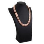 15mm Iced Out Cuban Link Chain Rose Gold d