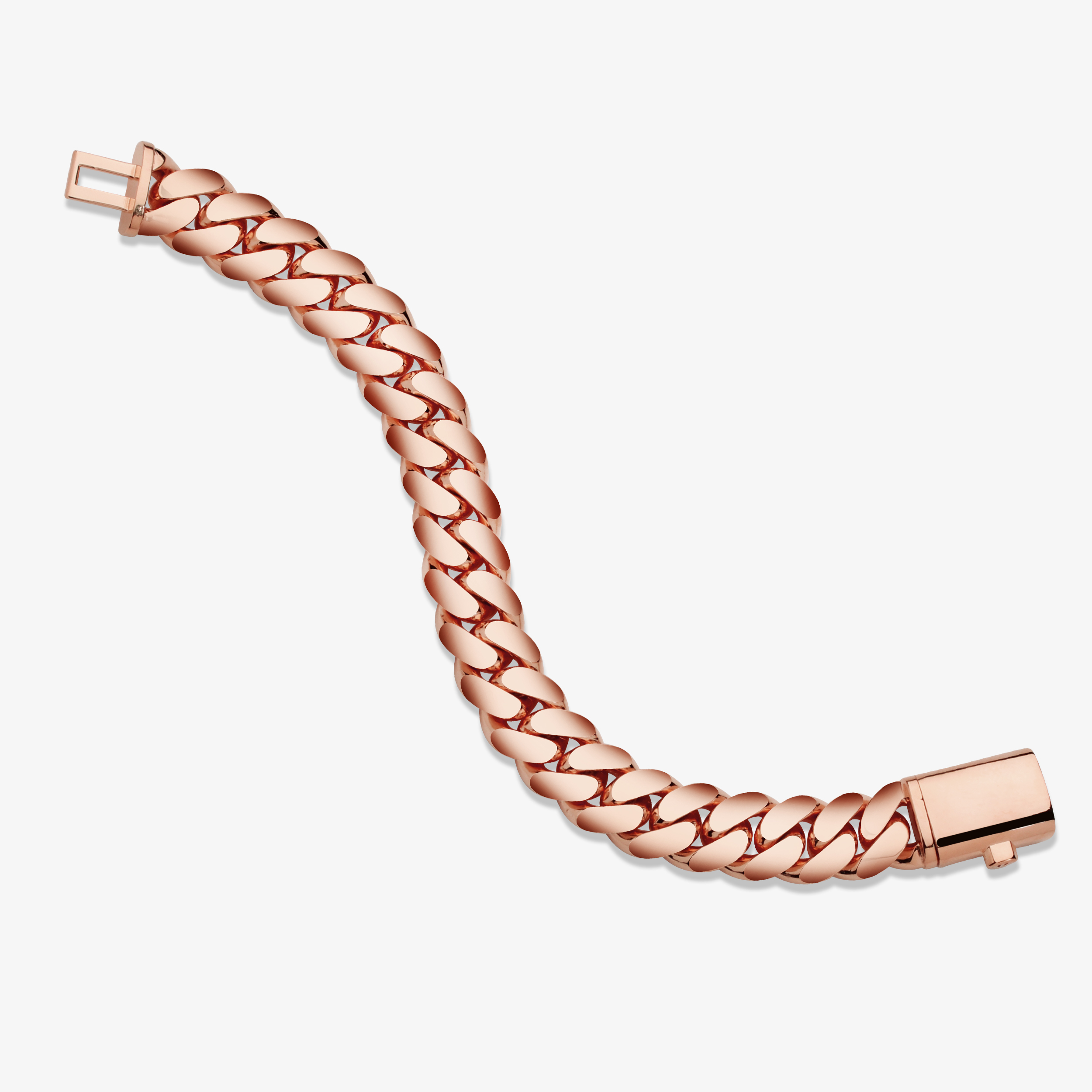 15mm Premium Cuban Link Snap Clasp Bracelet Rose Gold - a