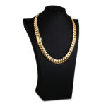 15mm Premium Cuban Link Snap Clasp Chain 18KT Yellow Gold c